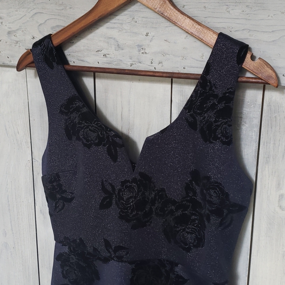 Mi Ami Glitter Navy Black Rose Cocktail Dress NWOT - Picture 4 of 15